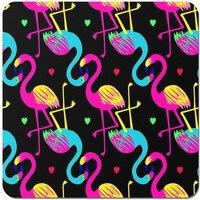 Warren Reed - Designer Vivid Flamingo Pattern Coasters - Set of 4 in Black