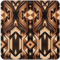 Warren Reed - Designer Black & Brown Intricate Pattern Coasters - Set of 4