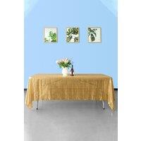 Neel Blue 70x108 Inch Rectangle Sequin Tablecloth in Gold