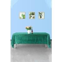 Neel Blue 70x108 Inch Rectangle Sequin Tablecloth in Emerald