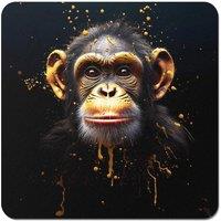 Warren Reed - Designer Splashart Cheeky Chimp Face Coasters - Set of 4 in Orange