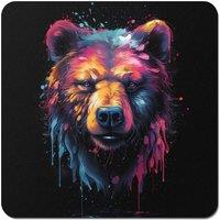 Warren Reed - Designer Splashart Bear Face Coasters - Set of 4 in Brown