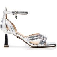 Moda In Pelle Women's 'Livelia' Leather Heeled Sandals in Silver | Size: 4
