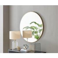 FurnitureboxUK Emma 100cm Large Art Deco Metal Frame Round Hallway Bedroom Dining & Living Room Wall Mirror in Gold