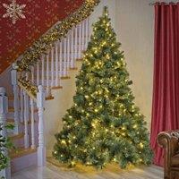 Shatchi 6FT Pre-Lit Kentucky Pine Luxurious Artificial Green Christmas Tree With Long life Energy Saving Warm White LED Lights