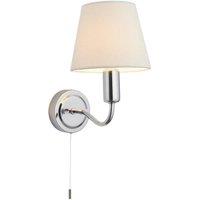 Netlighting Conway Classic Wall Lamp Chrome with Ivory Tapered Shade & Pull Cord Switch IP44 in Grey