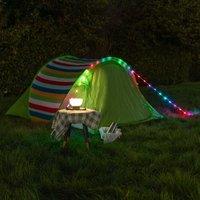 ValueLights Multi-Purpose Camping Festival Solar Hanging Light with RGB String Lights in Green