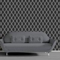 Debona Ariana Geometric Glitter Trellis Retro Textured Geo Lattice Wallpaper in Black