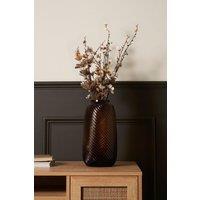 BHS Cognac Tall Spiral Glass Vase in Amber