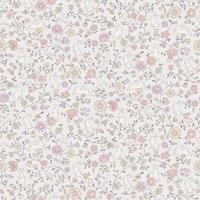 Grandeco Liberty Floral Bunny Trail Nursery Textured Wallpaper in Lilac