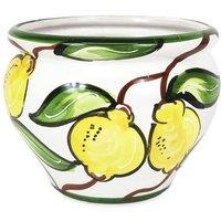 Verano Spanish Ceramics Lemons Hand Painted Outdoor Garden Patio Terrace Bola Plant Pot (D) 25cm