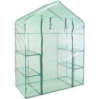 idooka Walk In Greenhouse Garden Plant Grow House Garden Storage Outdoor with Shelving + Roll Up Cover in Green