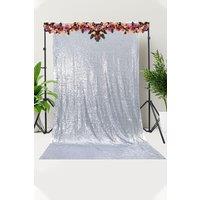 Neel Blue Shiny Sequin Backdrop Glitter Curtain - 4x7FT in Silver