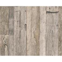 A.S. Creation Wood Beam Pattern Faux Effect Textured Non Woven Mural Wallpaper in Black
