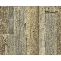 A.S. Creation Wood Beam Pattern Faux Effect Textured Non Woven Mural Wallpaper in Yellow