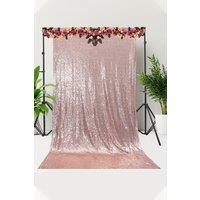 Neel Blue Shiny Sequin Backdrop Glitter Curtain - 4x9FT in Rose Gold