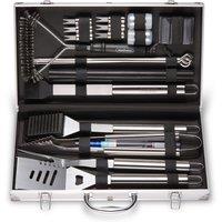 VonHaus 25Pcs with Metal Storage Case BBQ Tools Set in Silver