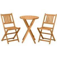 Folding Patio Bistro Set of 3 Dining Table Set with 2 Foldable Chairs