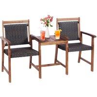 Outdoor Twin Patio Chairs Conversation Furniture Set 2-Seater Garden Loveseat with Coffee Table and 