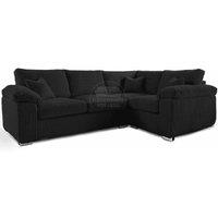 Furnishings For Less UK Delta Large 4 Seater Corner Sofa Right Hand Facing Jumbo Cord L Shape in Black