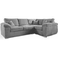 Furnishings For Less UK Delta Large 4 Seater Corner Sofa Right Hand Facing Jumbo Cord L Shape in Grey