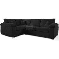 Furnishings For Less UK Delta Large 4 Seater Corner Sofa Left Hand Facing Jumbo Cord L Shape in Black