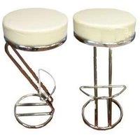 netfurniture Z Shaped Red Breakfast Bar Stool Chrome Frame in Cream