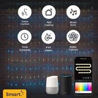 ValueLights 2M x 2M Smart Colour Changing RGBIC Neon Curtain String Lights With Music Sync & App