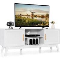 Costway TV Stand for TVs up to 65 Media Console Table w/Adjustable Shelf 2-door Cabinet