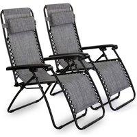 VonHaus Verona Set of 2 Textilene Folding Garden Zero Gravity Chairs in Grey | Size: 2 Pack