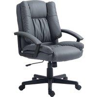 HOMCOM Swivel Executive Office Chair Mid Back PU Leather Chair w/ Arm in Dark Grey