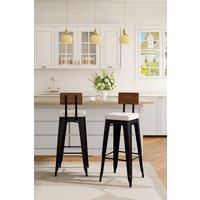 2Pcs Metal Breakfast Bar Stools with Backrest