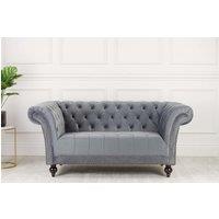 Birlea Chesterfield Sofa 2 Seater Chester Studded Settee in Mid Grey