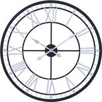 Orsina Unique Skeletal Wall Clock With Roman Numerals, Oversized Round Clock With Spade Hands, Retro Wall Clock in Black