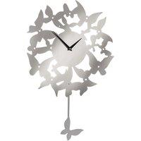 Orsina Butterflies Stainless Steel Wall Clock, Traditional Clock With Contrasting Hands, Silver Decorative Clock