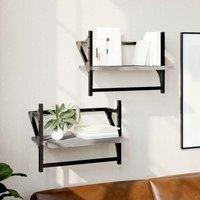 Berkfield Home Wall Shelves with Bars 2 pcs Grey Sonoma 40x25x30 cm | Size: 40 x 25 x 30 cm