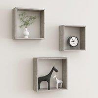 Berkfield Home Wall Cube Shelves 3 pcs Concrete Grey
