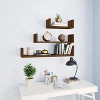 Berkfield Home Wall Display Shelves 3 pcs Brown Oak Engineered Wood