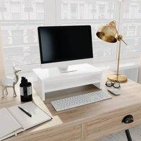 Berkfield Home Monitor Stand High Gloss White 42x24x13 cm Engineered Wood | Size: 42 x 24 x 13 cm