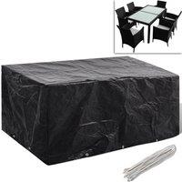 Berkfield Home Garden Furniture Cover 6 Person Poly Rattan Set 10 Eyelets 240x140cm in Black | Size: 240x140 cm
