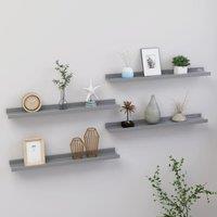 Berkfield Home Wall Shelves 4 pcs Grey 60x9x3 cm | Size: 60 x 9 x 3 cm