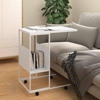 Berkfield Home Side Table with Wheels White 55x36x63.5 cm Engineered Wood