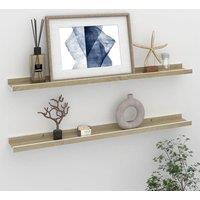 Berkfield Home Wall Shelves 2 pcs White & Sonoma Oak 80x9x3 cm | Size: 80 x 9 x 3 cm