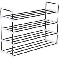 Berkfield Home Shoe Rack with 4 Shelves Metal & Plastic Black