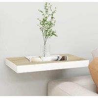 Berkfield Home Floating Wall Shelf Oak & White 50x23x3.8 cm MDF in Brown
