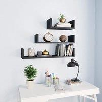 Berkfield Home Wall Display Shelf 3 pcs Black Engineered Wood