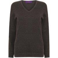 Henbury Women's Cotton Acrylic V Neck Sweatshirt in Grey | Size: 2XL