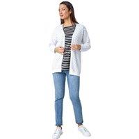 Roman Women's Cotton Blend Waffle Knit Cardigan in White | Size: 20