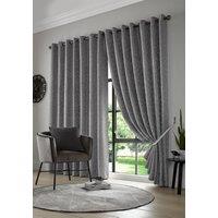 Luxury Living Keswick Fully Lined Ring Top Curtains in Metallic Silver | Size: 168 cm width x 183 cm drop