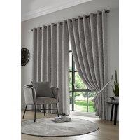 Luxury Living Keswick Fully Lined Ring Top Curtains in Silver | Size: 117 cm width x 183 cm drop